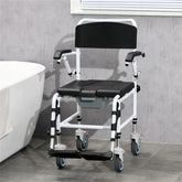 HAOYYE Bathroom Wheelchair Commode Chair with Rolling Design and Four Locking Castor Wheels Portable Shower Wheelchair for Home Hospital or Elderly Use Lightweight and Durable